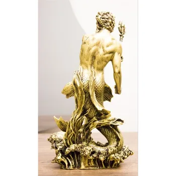 Poseidon Zlato Barvo Figur | Artdesign Poseidon Trinket | Poseidon Kiparstvo | Poseidon Zlato Kip | Mitološki Kip Poseidon